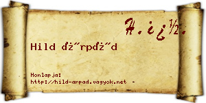 Hild Árpád névjegykártya